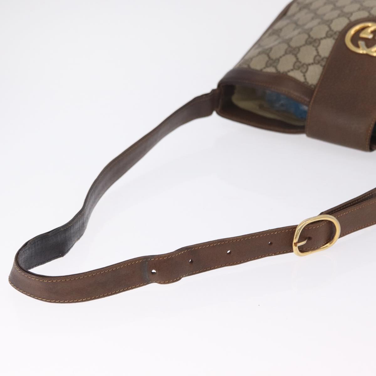 GUCCI GG Supreme Shoulder Bag PVC Beige Gold Tone 30 001 1914 Auth ka6521