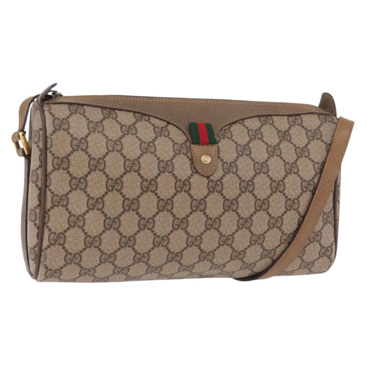 GUCCI GG Supreme Web Sherry Line Shoulder Bag PVC Beige 89 02 017 Auth ka6522