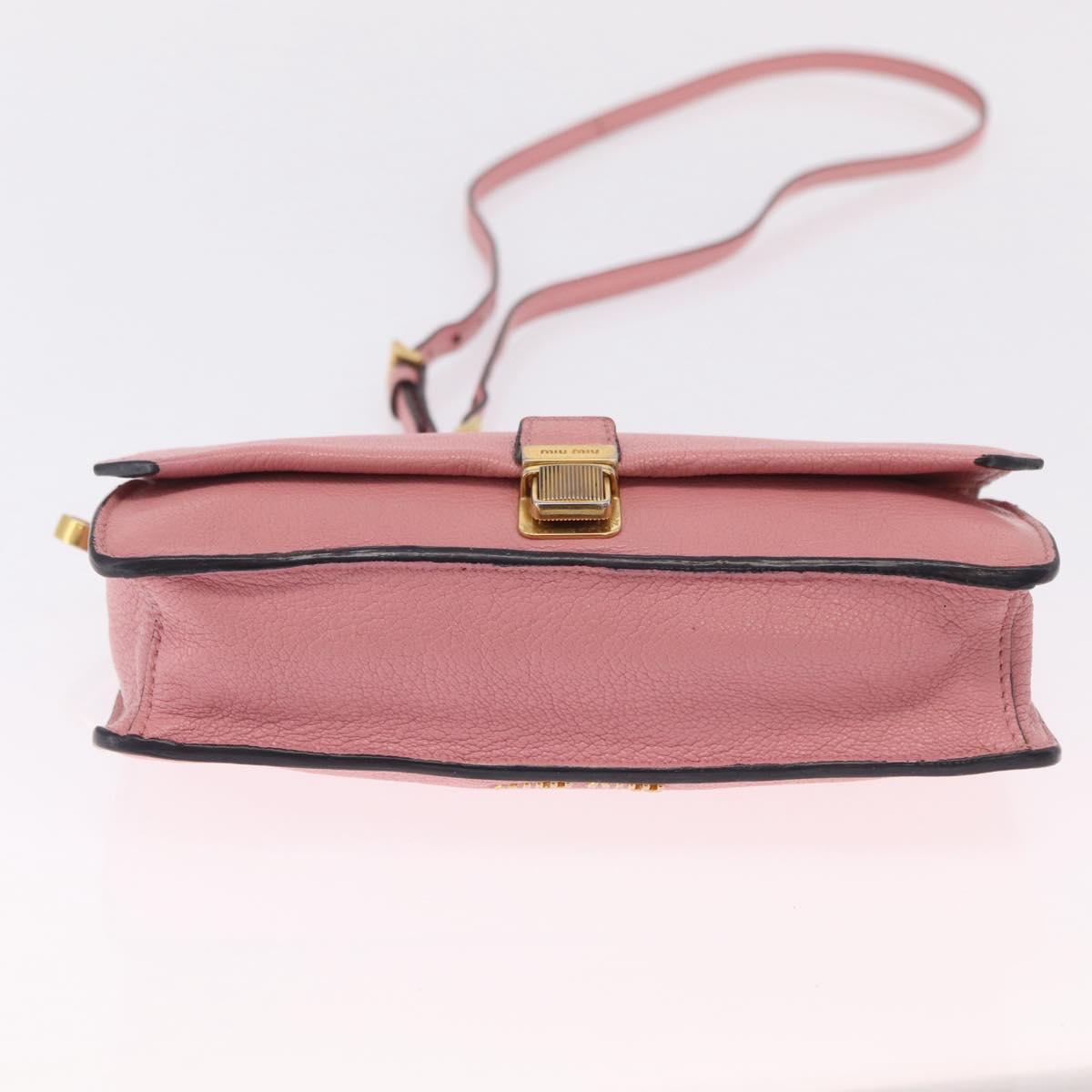 Miu Miu Shoulder Bag Leather Pink Gold Tone Auth ka6523A