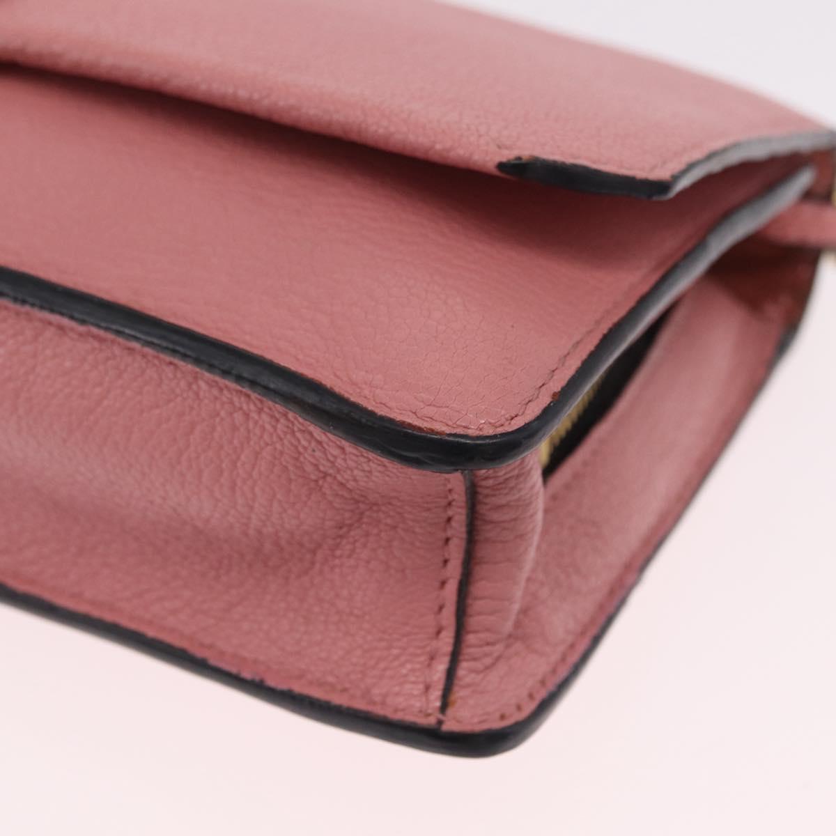 Miu Miu Shoulder Bag Leather Pink Gold Tone Auth ka6523A
