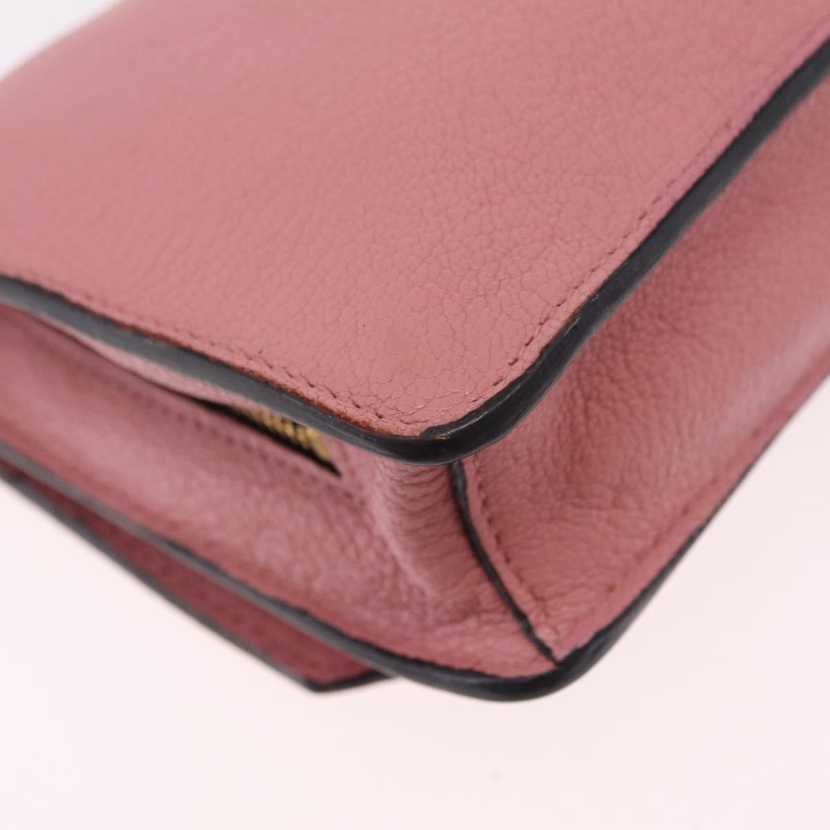 Miu Miu Shoulder Bag Leather Pink Gold Tone Auth ka6523A