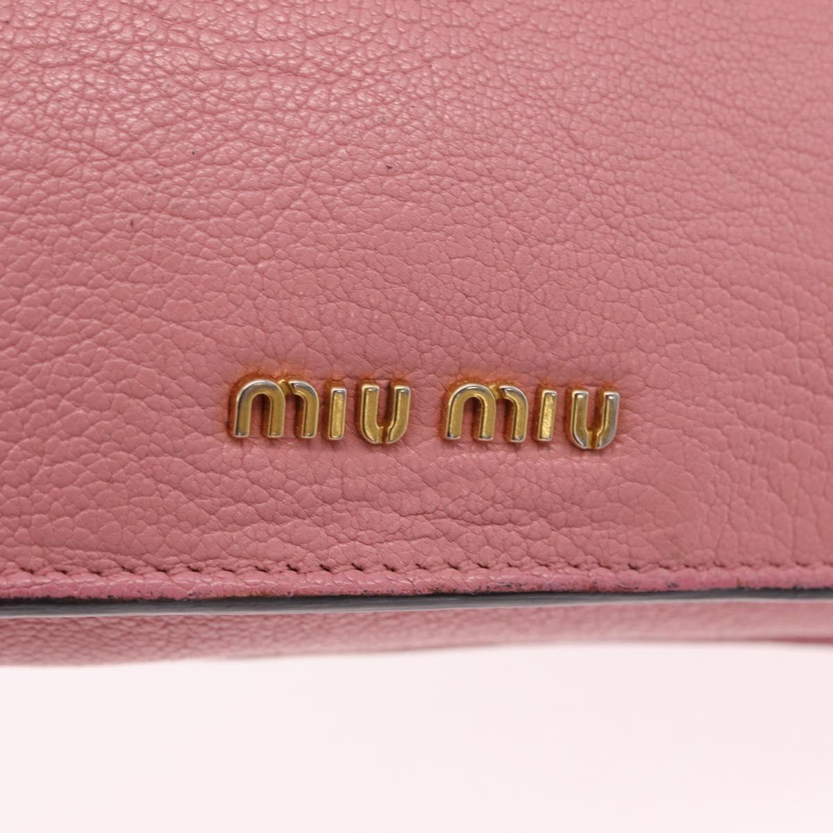 Miu Miu Shoulder Bag Leather Pink Gold Tone Auth ka6523A