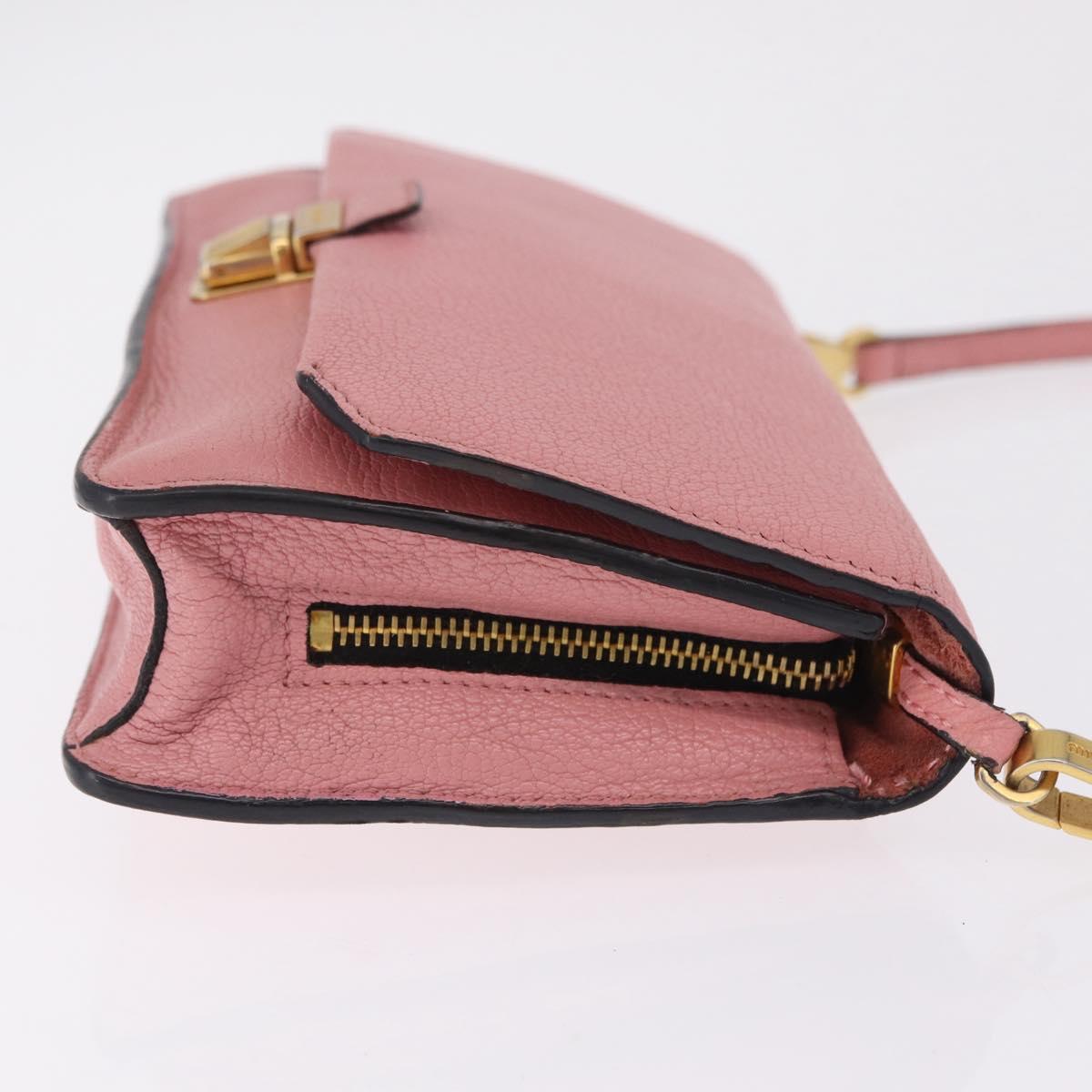 Miu Miu Shoulder Bag Leather Pink Gold Tone Auth ka6523A