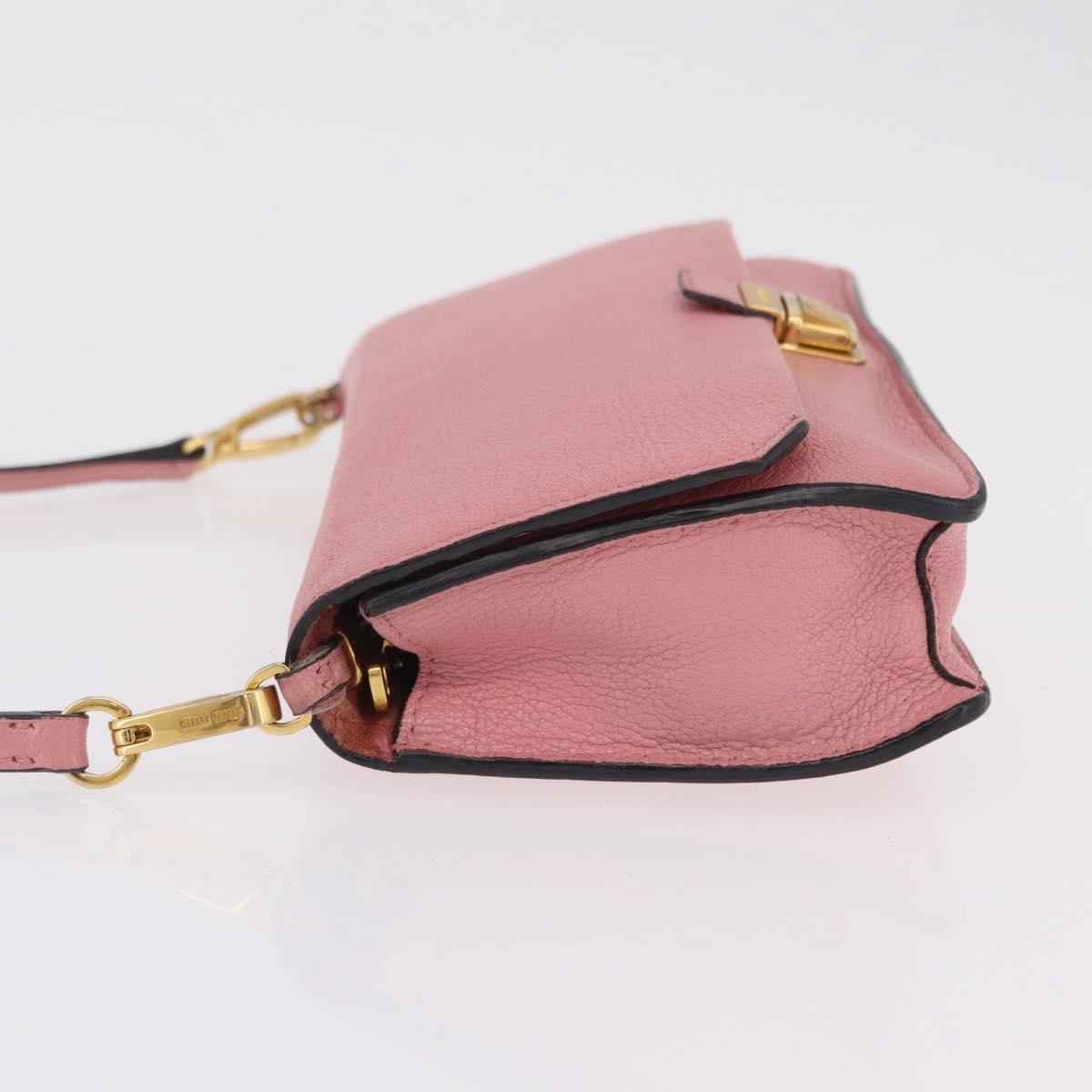 Miu Miu Shoulder Bag Leather Pink Gold Tone Auth ka6523A