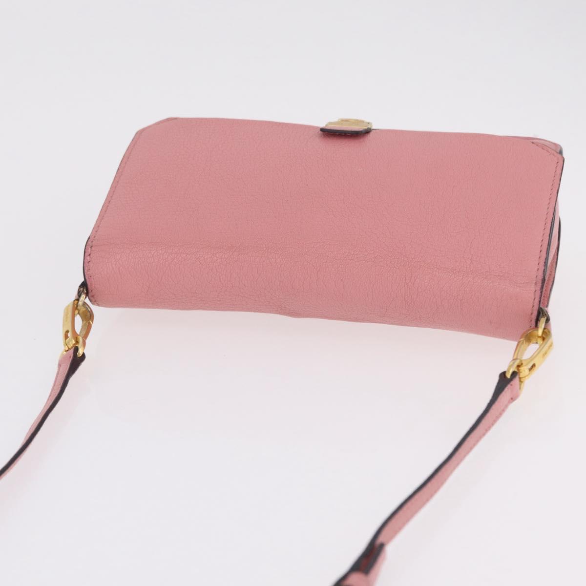 Miu Miu Shoulder Bag Leather Pink Gold Tone Auth ka6523A