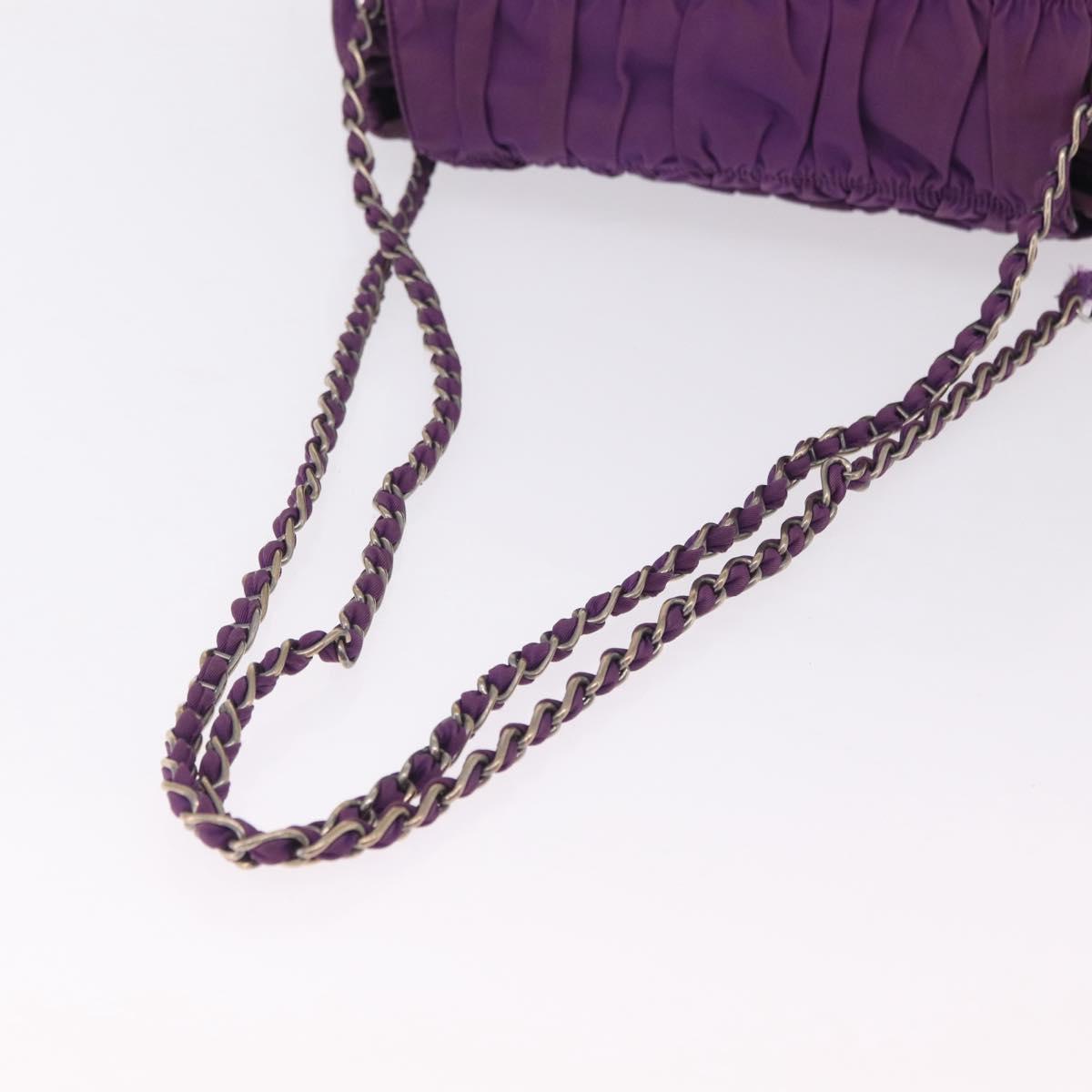 PRADA Chain Shoulder Bag Nylon Purple Silver Auth ka6524