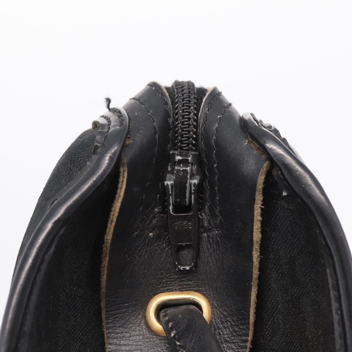 Christian Dior Trotter Canvas Shoulder Bag Black Gold Tone Auth ka6527A