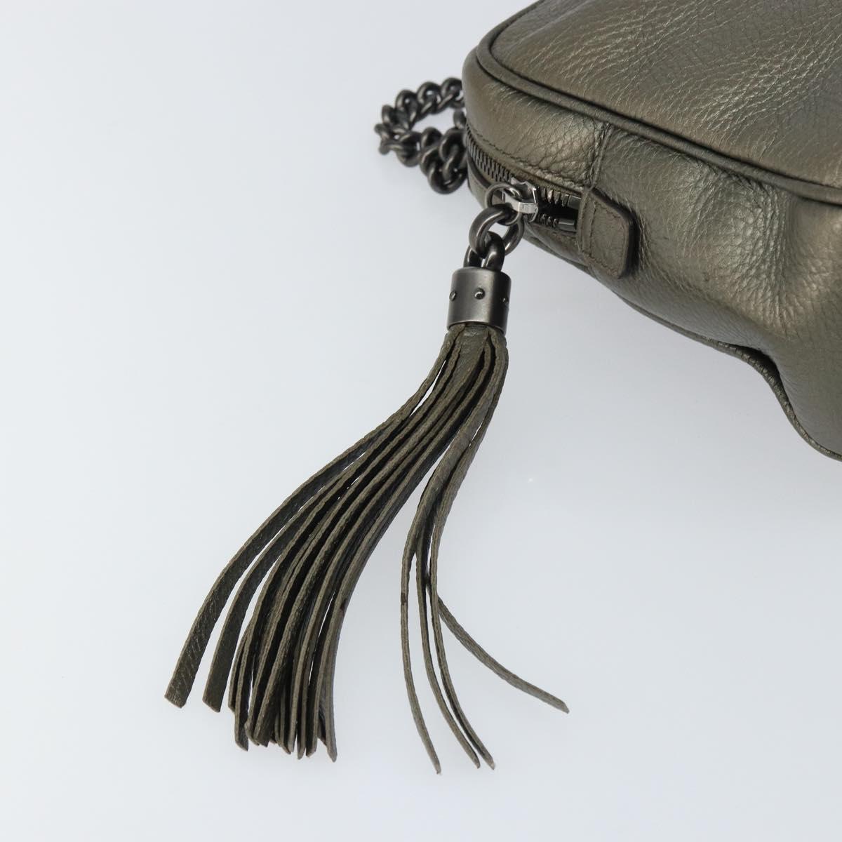 GUCCI Chain Shoulder Bag Leather Gold Tone 308983 Auth ka653