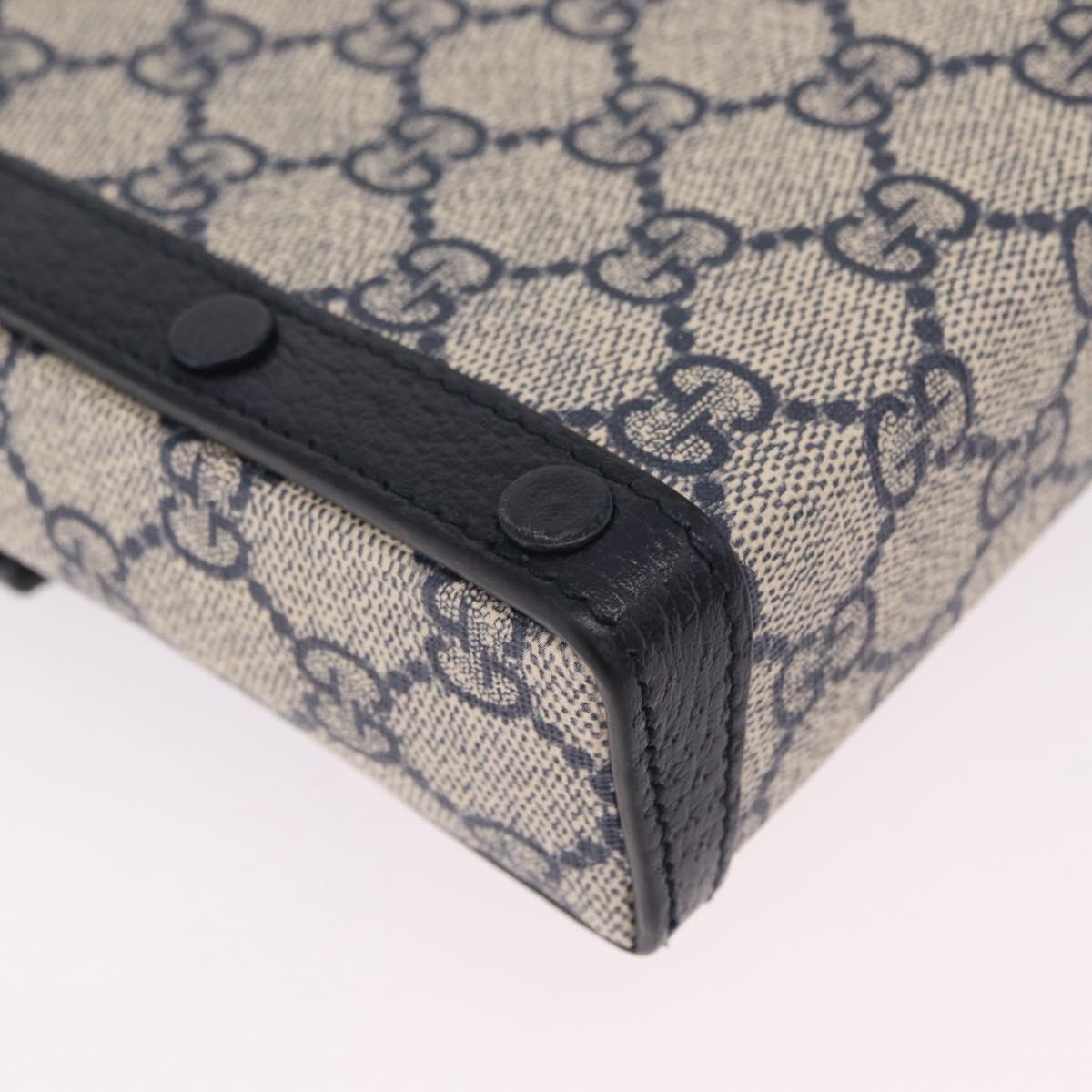GUCCI GG Supreme Shoulder Bag PVC Navy Silver 625615 Auth ka6531V