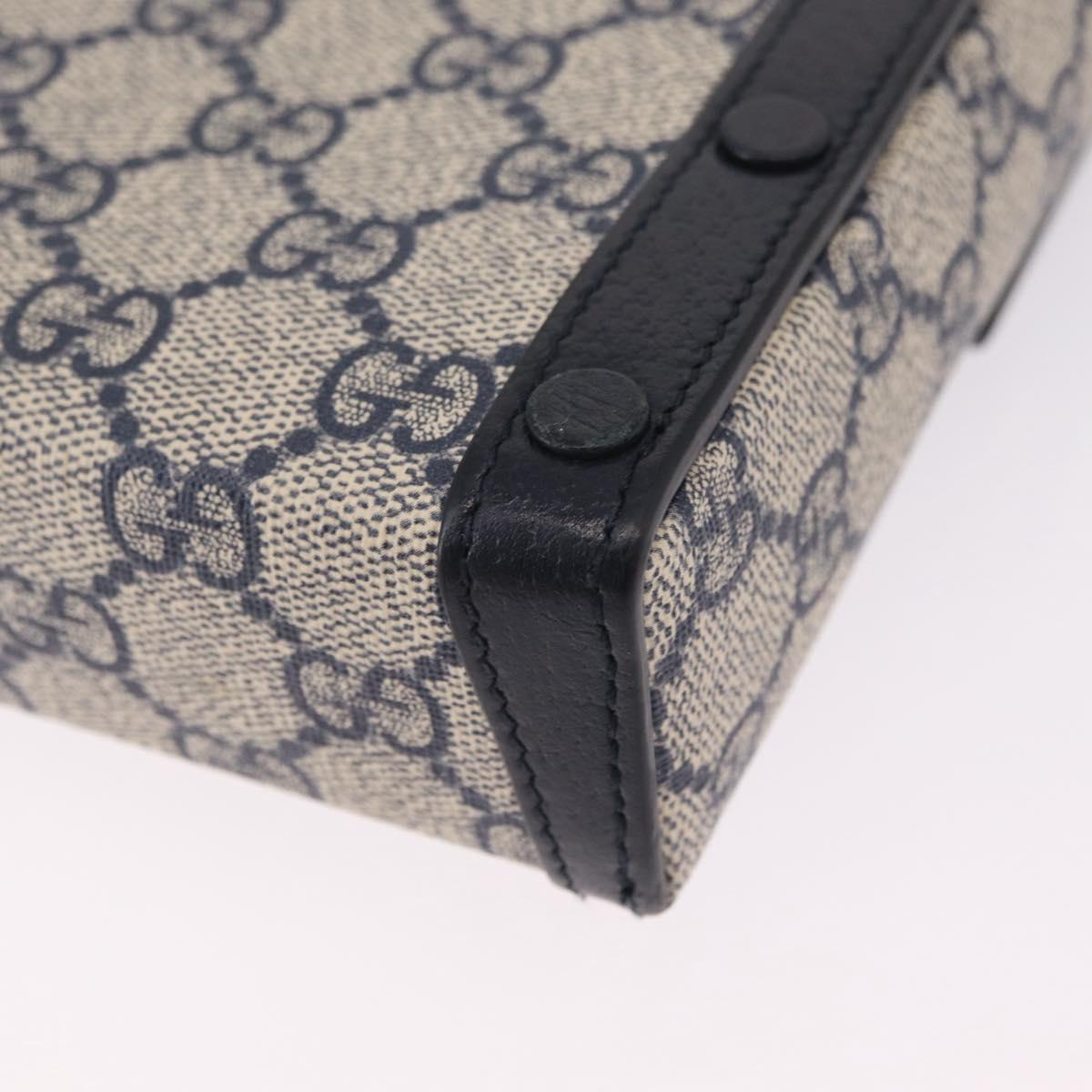 GUCCI GG Supreme Shoulder Bag PVC Navy Silver 625615 Auth ka6531V