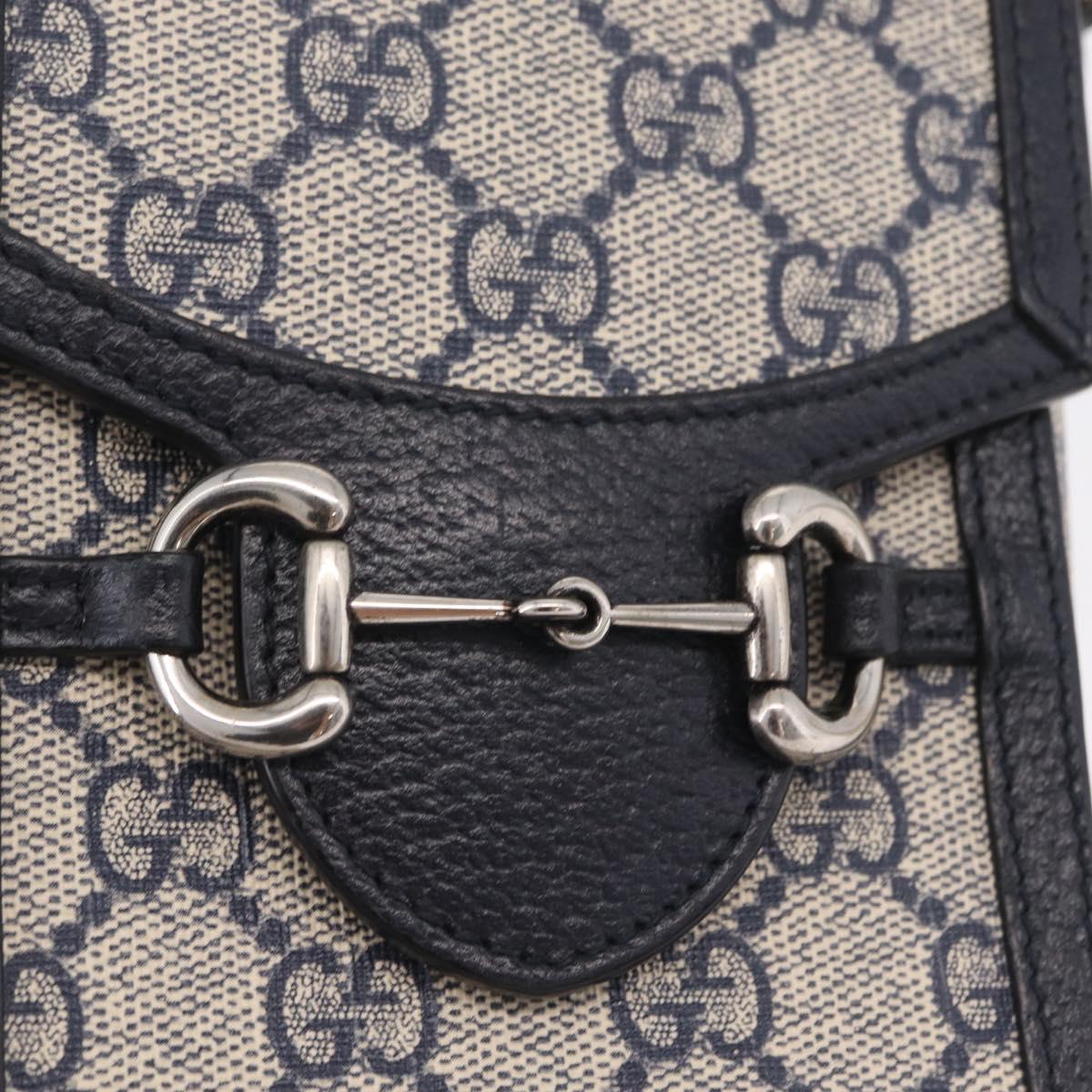 GUCCI GG Supreme Shoulder Bag PVC Navy Silver 625615 Auth ka6531V