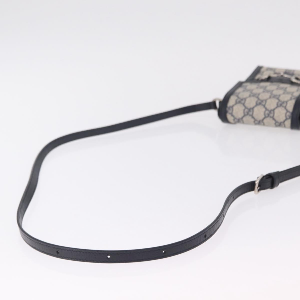 GUCCI GG Supreme Shoulder Bag PVC Navy Silver 625615 Auth ka6531V