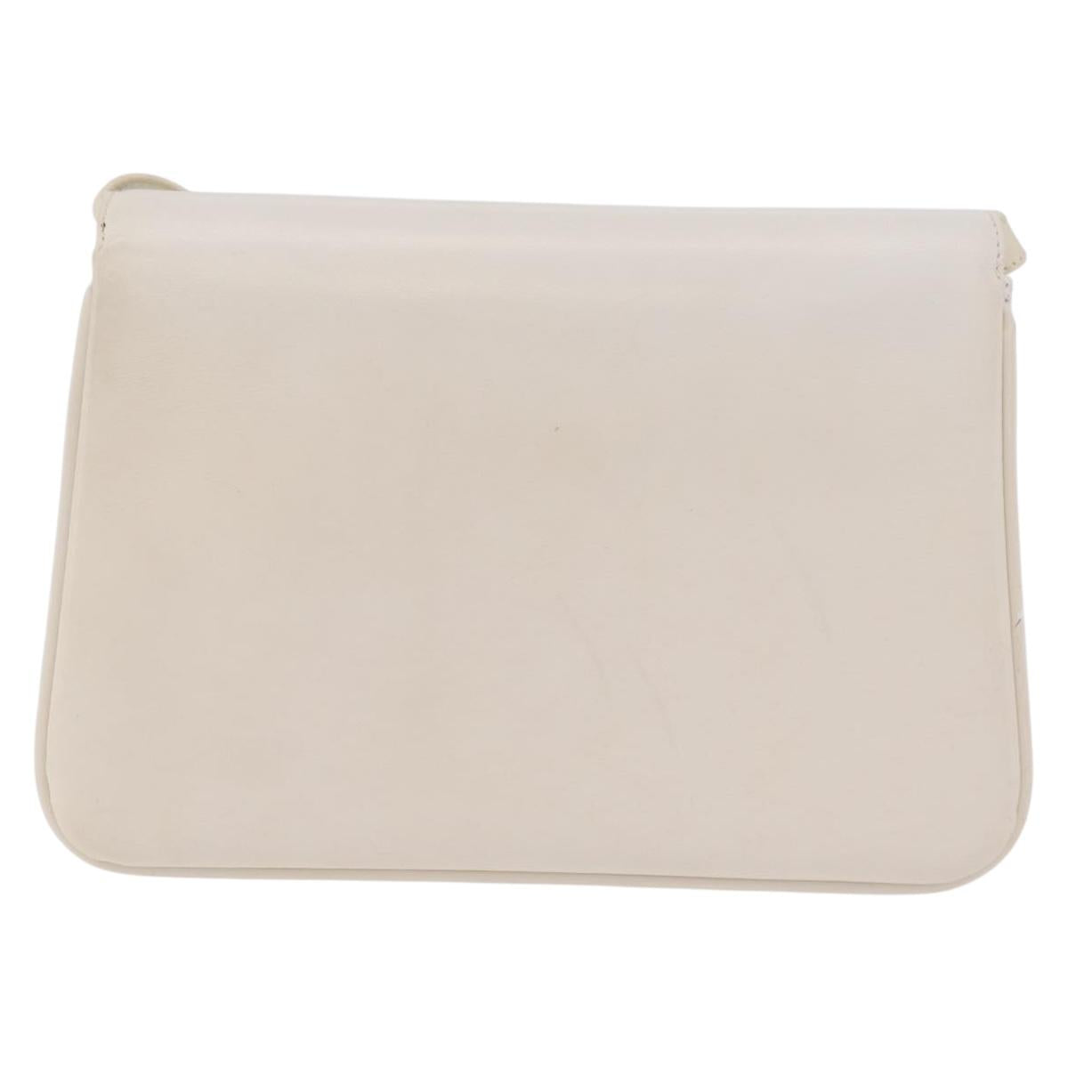 GUCCI Shoulder Bag Leather White Gold Tone 98 46 004 3743 Auth ka6532