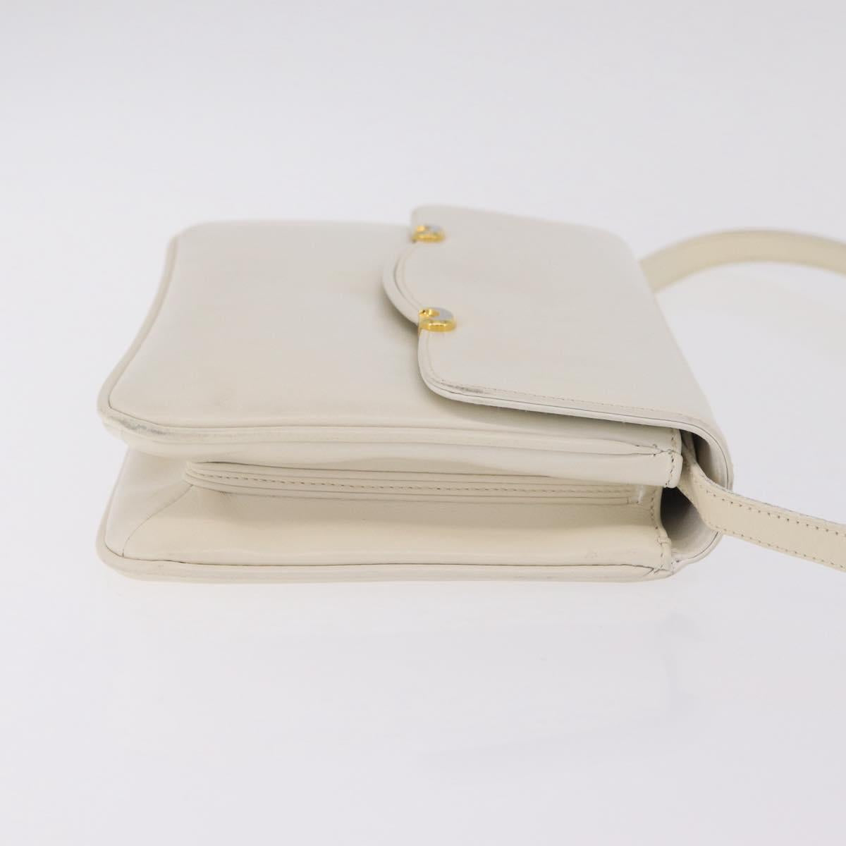 GUCCI Shoulder Bag Leather White Gold Tone 98 46 004 3743 Auth ka6532
