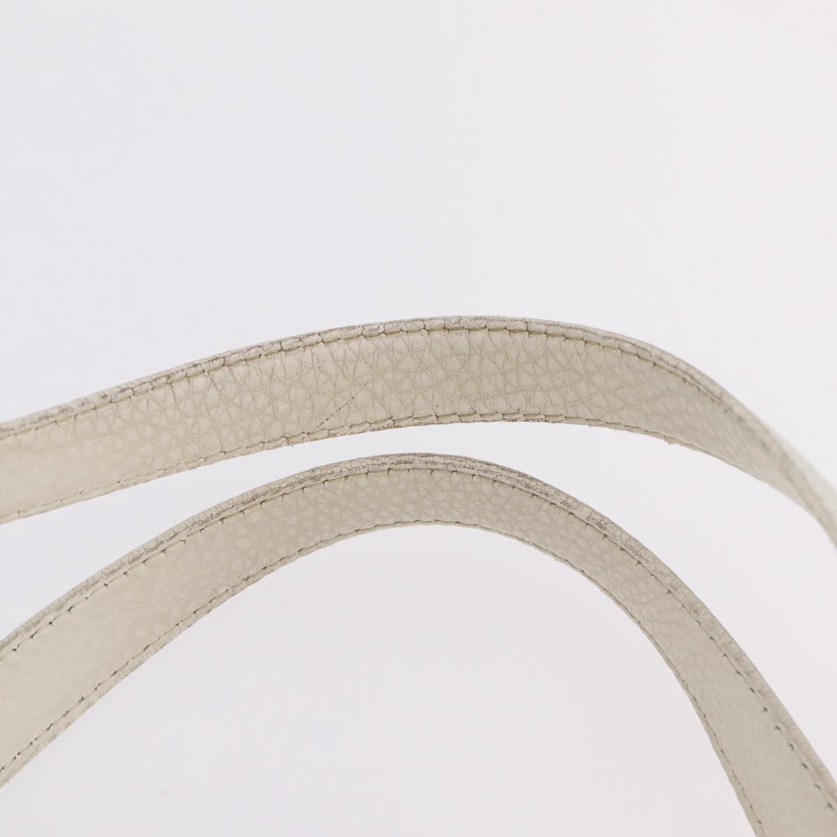 CELINE Hand Bag Leather White Gold Tone Auth ka6534A