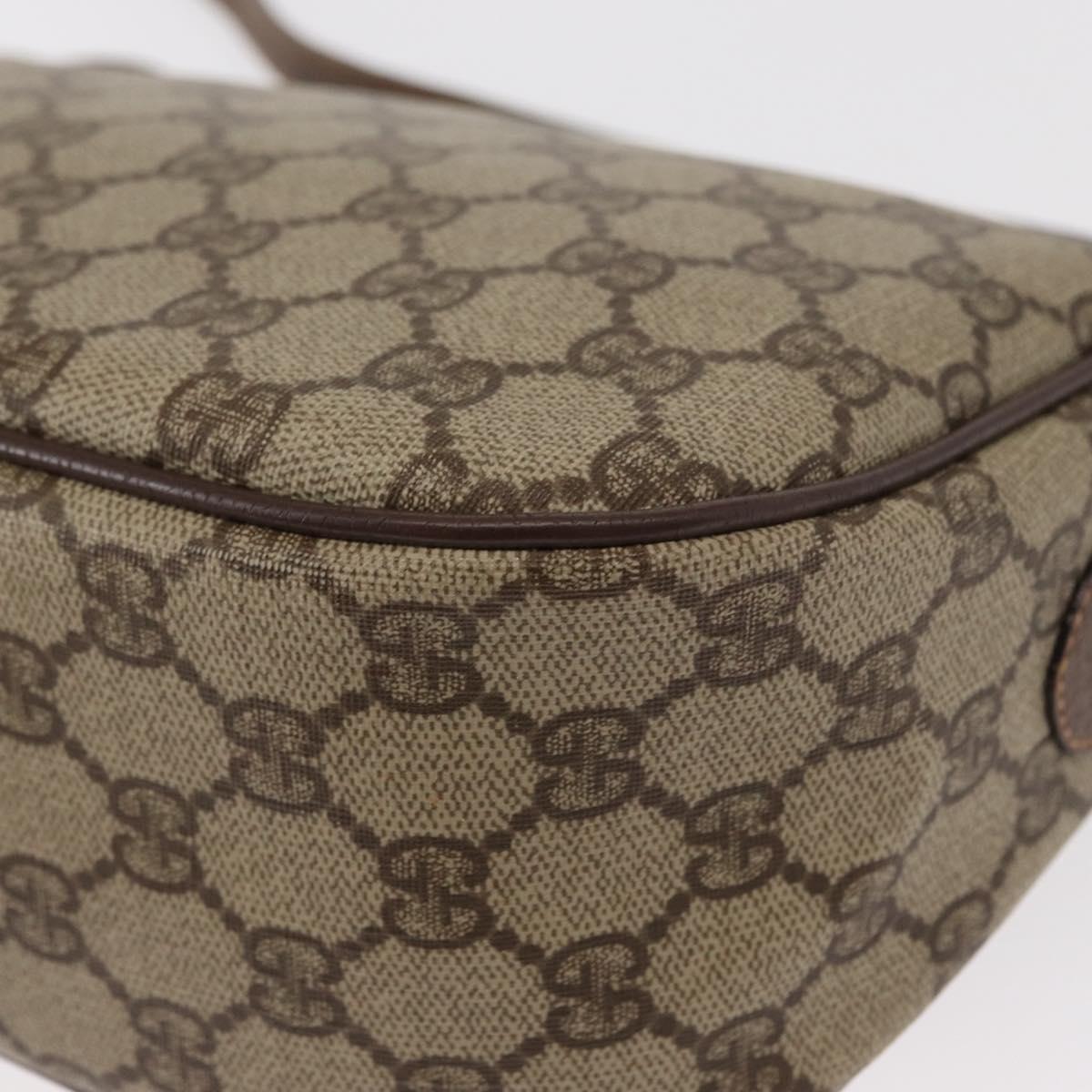 GUCCI GG Supreme Web Sherry Line Bag PVC Beige Gold 001 123 6177 Auth ka654