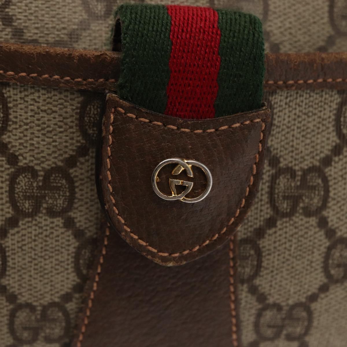 GUCCI GG Supreme Web Sherry Line Bag PVC Beige Gold 001 123 6177 Auth ka654