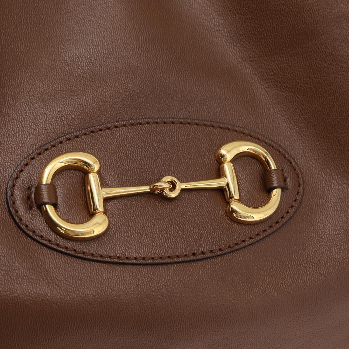 GUCCI Horsebit Tote Bag Leather Brown Gold Tone 623694 Auth ka6540V