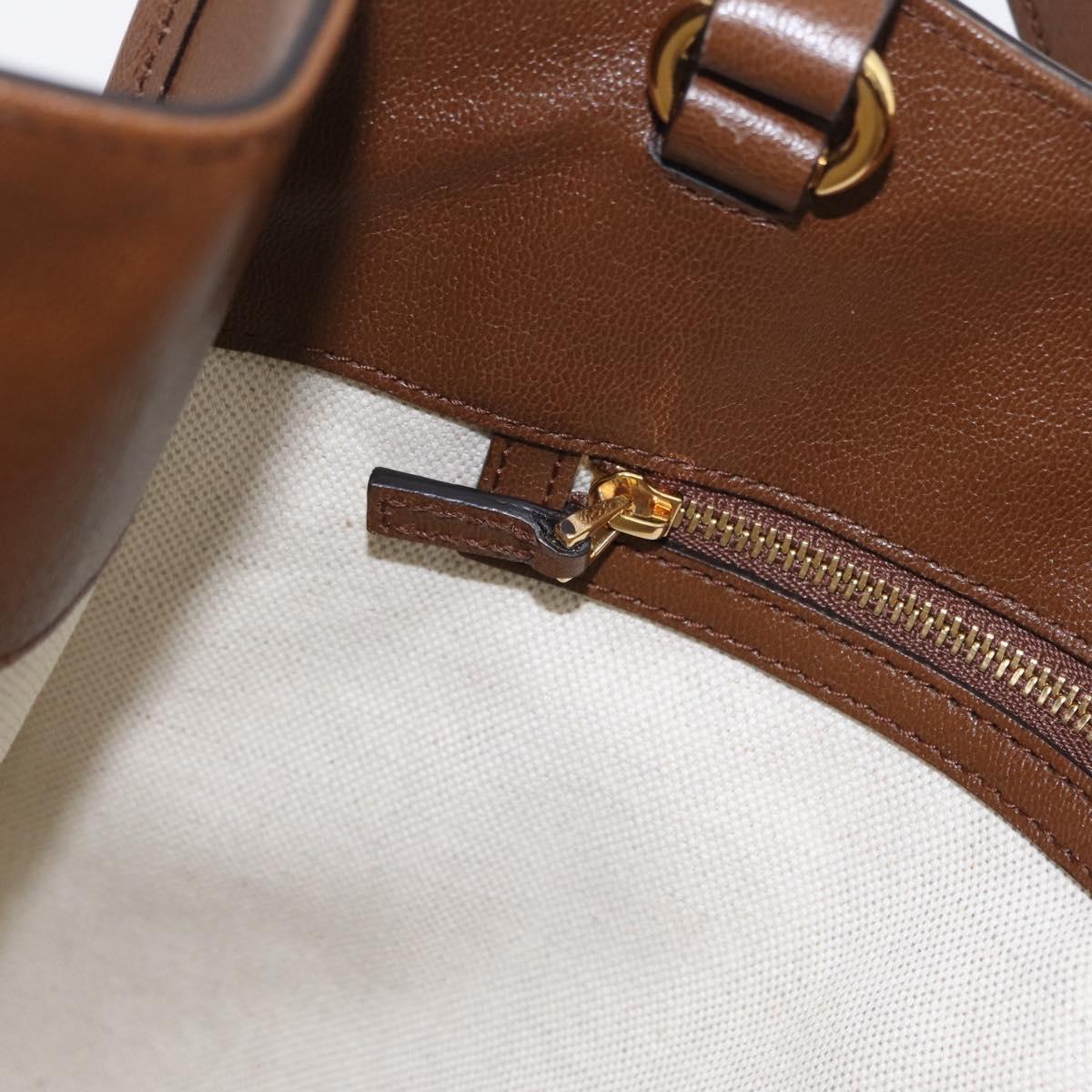 GUCCI Horsebit Tote Bag Leather Brown Gold Tone 623694 Auth ka6540V