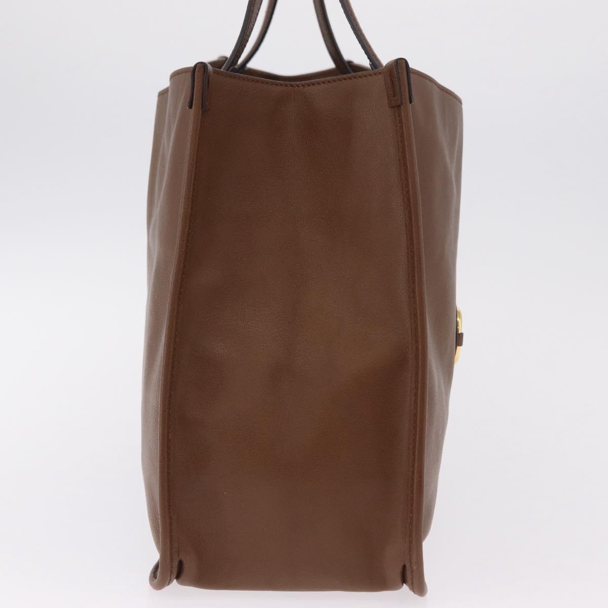 GUCCI Horsebit Tote Bag Leather Brown Gold Tone 623694 Auth ka6540V