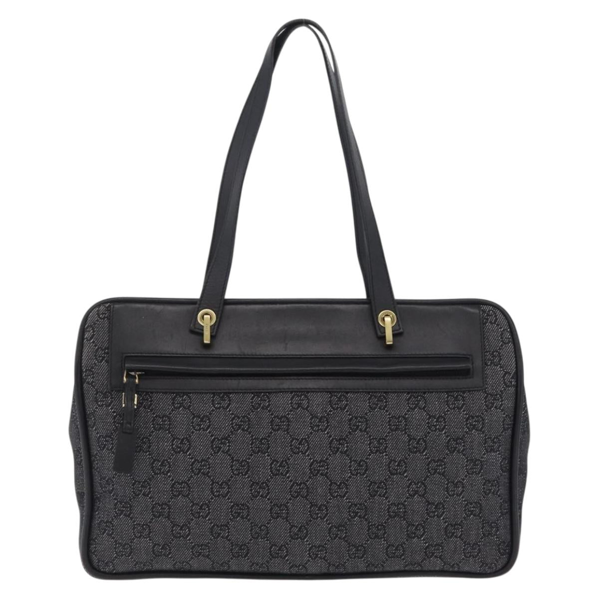 GUCCI GG Canvas Tote Bag Black Gold 92730 Auth ka6548A