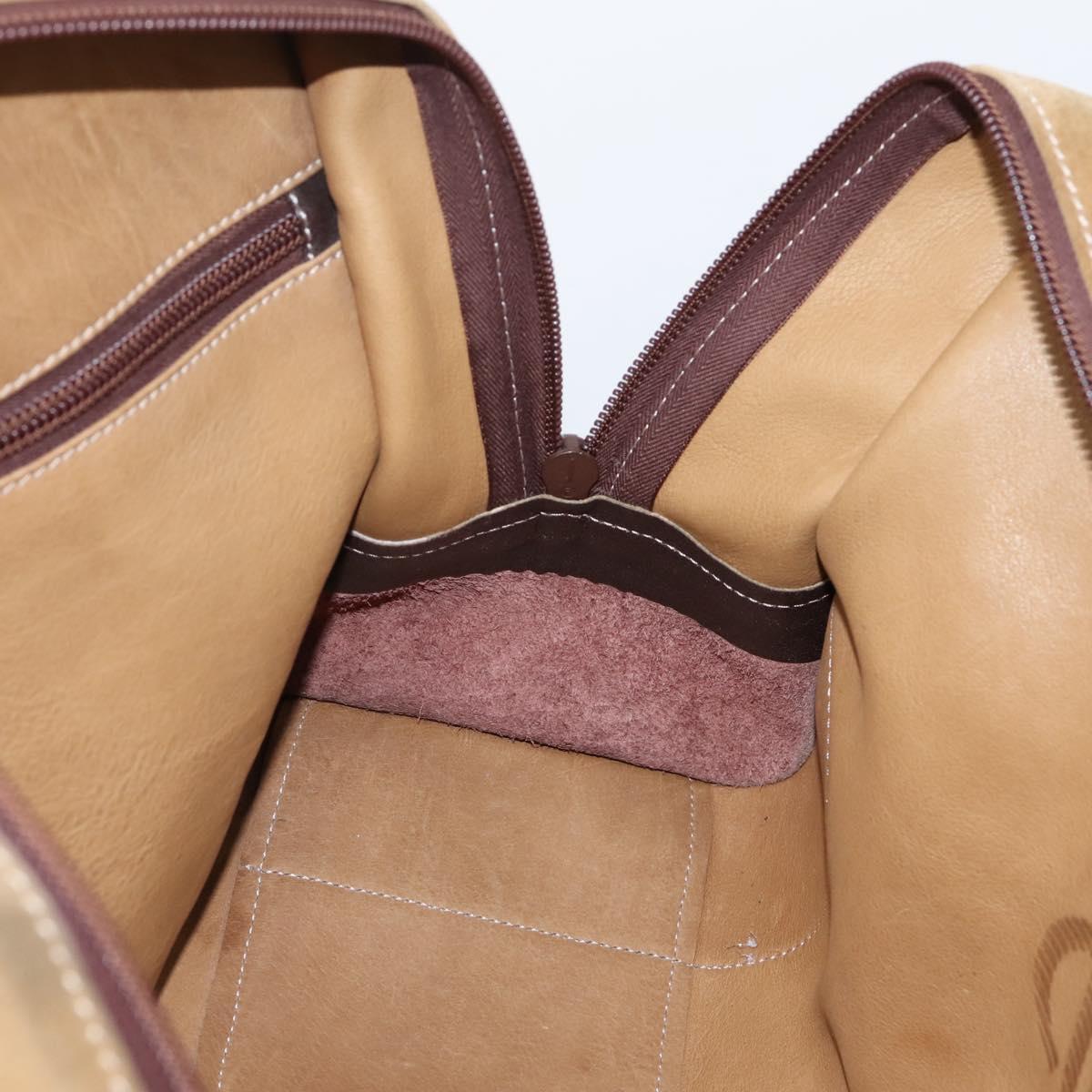 LOEWE Amazona Hand Bag Suede Beige Gold Auth ka6550
