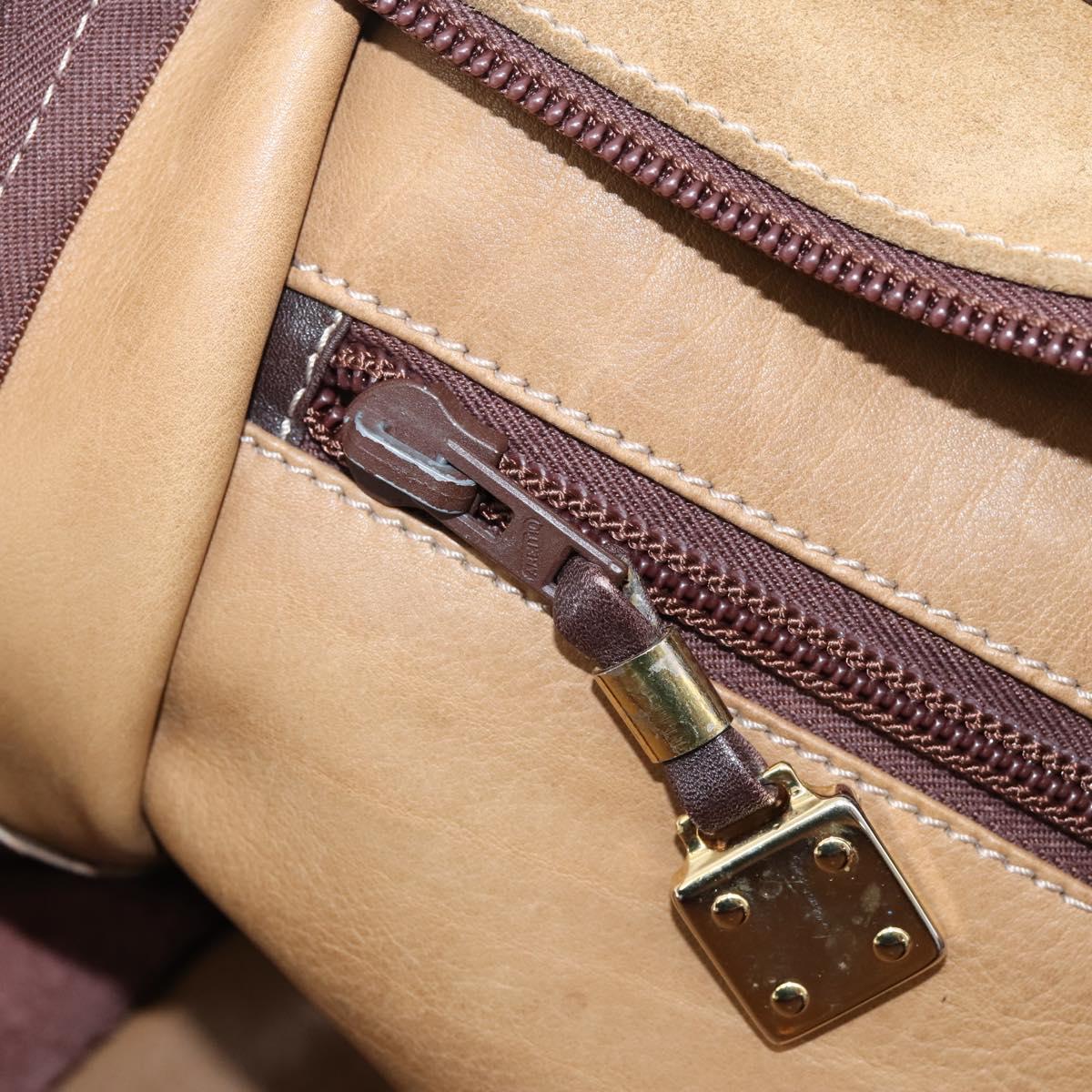 LOEWE Amazona Hand Bag Suede Beige Gold Auth ka6550