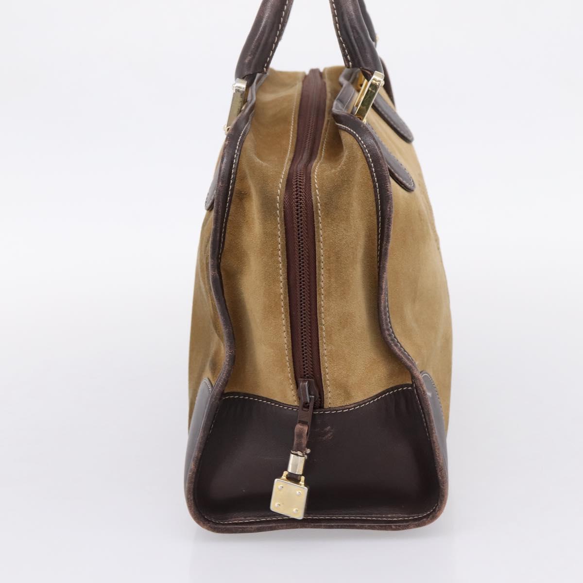 LOEWE Amazona Hand Bag Suede Beige Gold Auth ka6550
