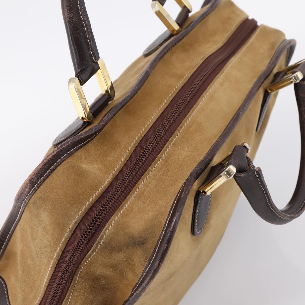 LOEWE Amazona Hand Bag Suede Beige Gold Auth ka6550
