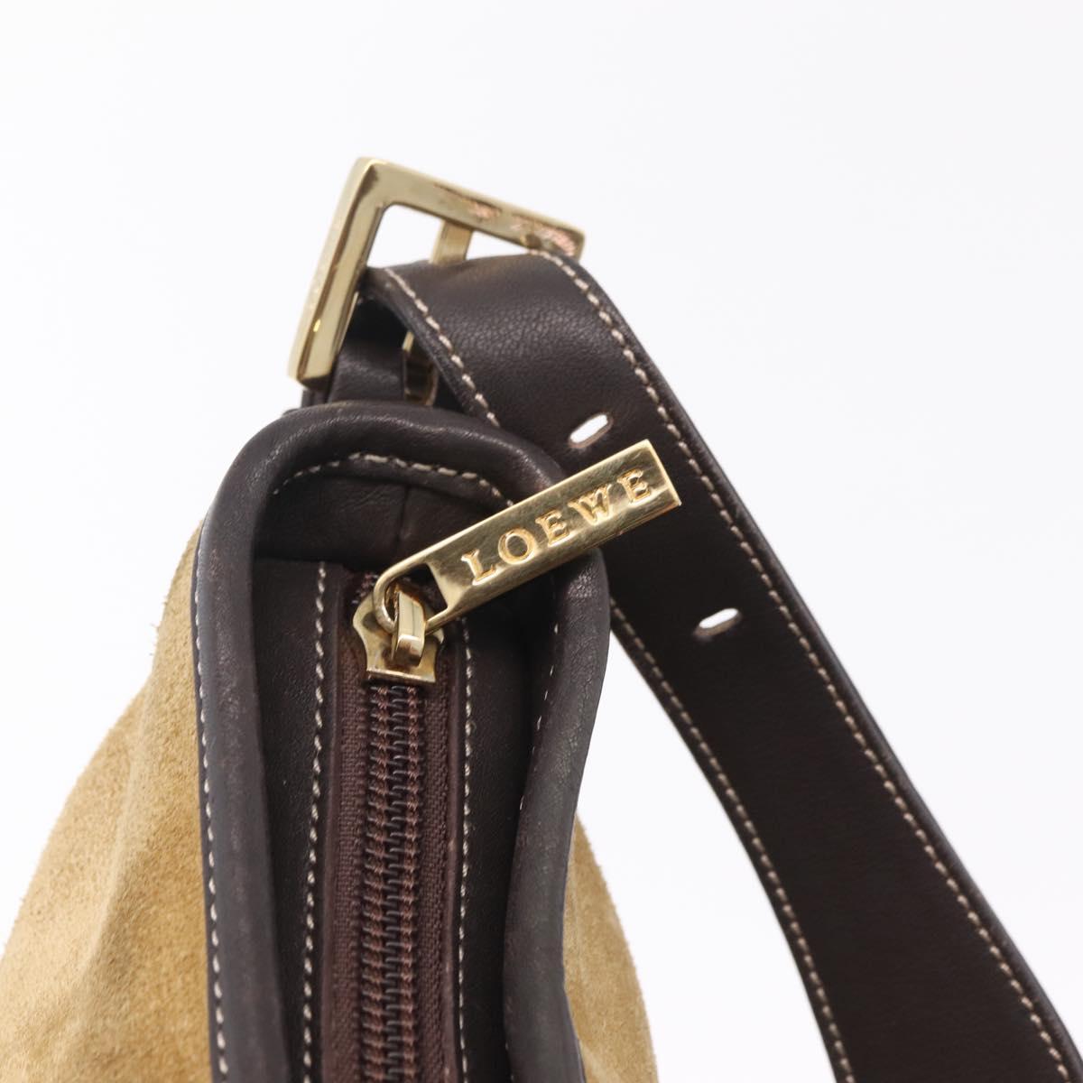 LOEWE Shoulder Bag Suede Beige Gold Auth ka6551A