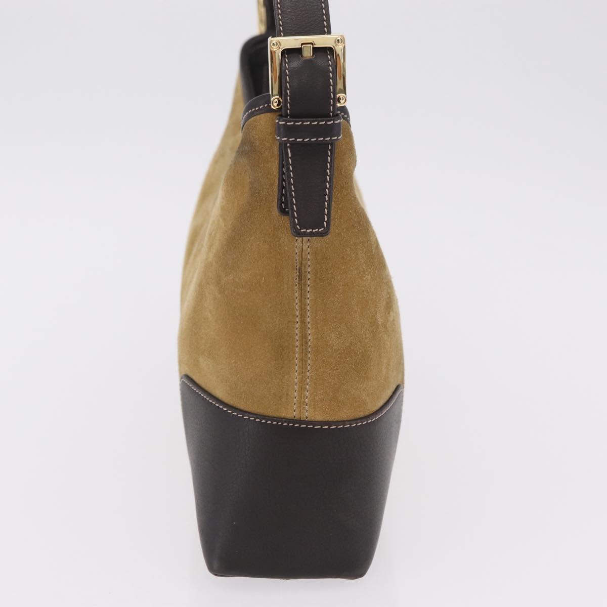 LOEWE Shoulder Bag Suede Beige Gold Auth ka6551A