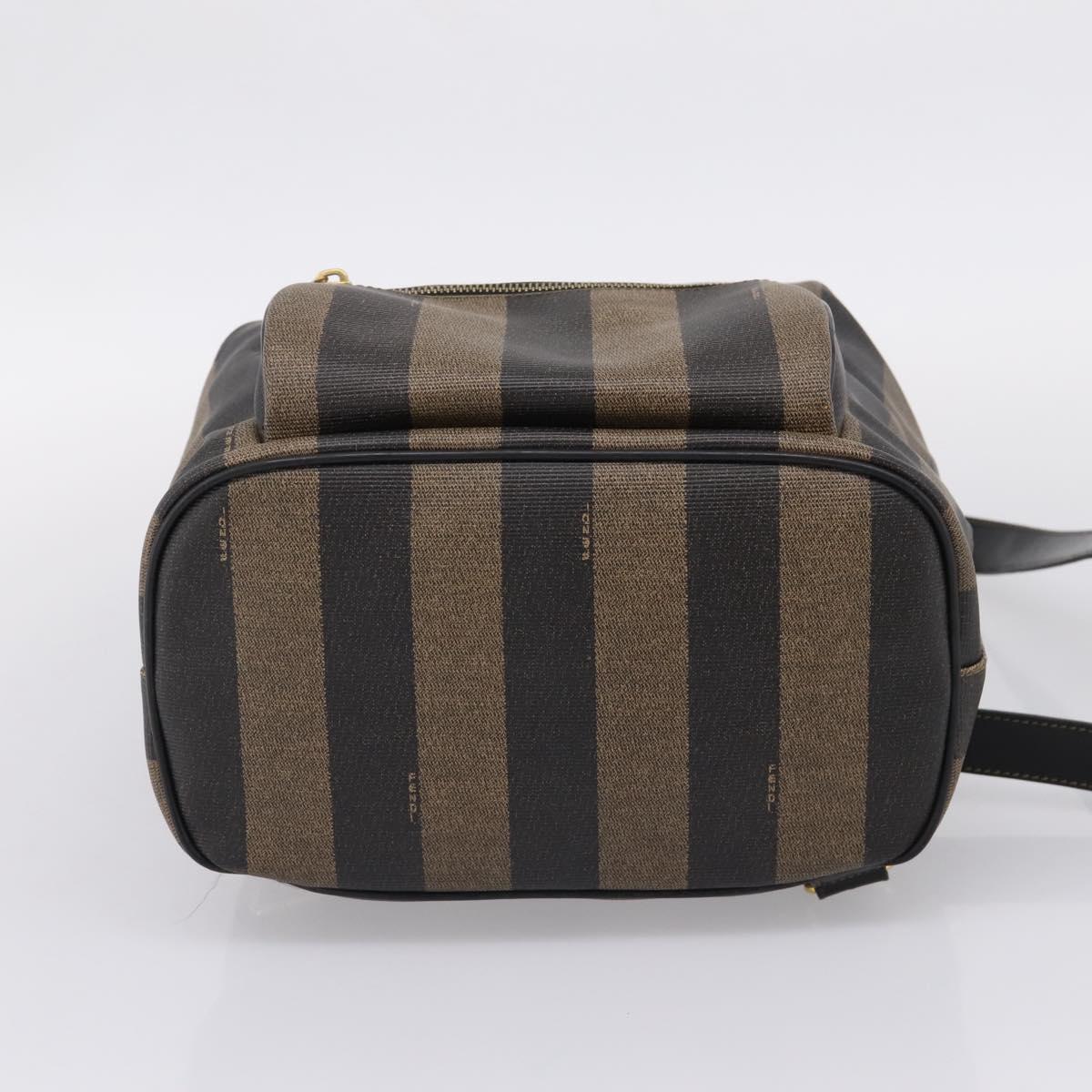 FENDI Pecan Canvas Backpack PVC Black Brown gold 259290 Auth ka6553V
