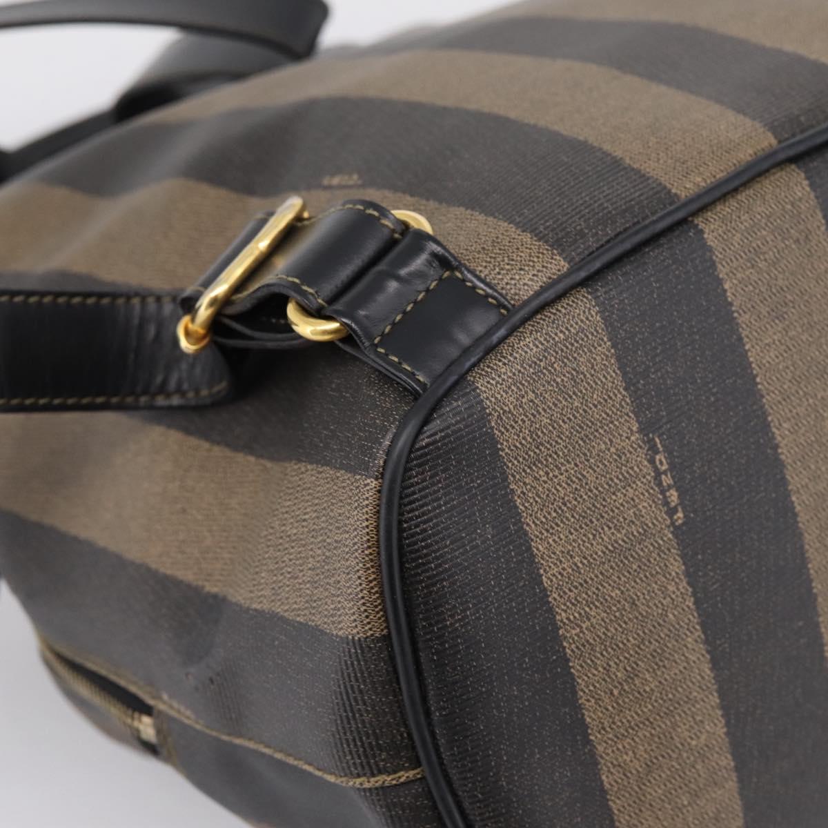 FENDI Pecan Canvas Backpack PVC Black Brown gold 259290 Auth ka6553V
