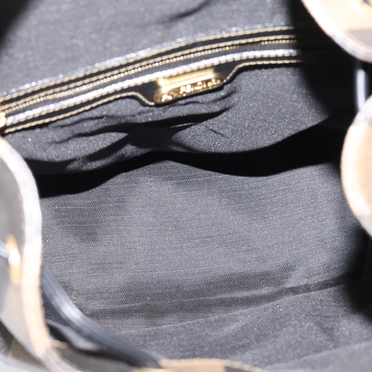 FENDI Pecan Canvas Backpack PVC Black Brown gold 259290 Auth ka6553V