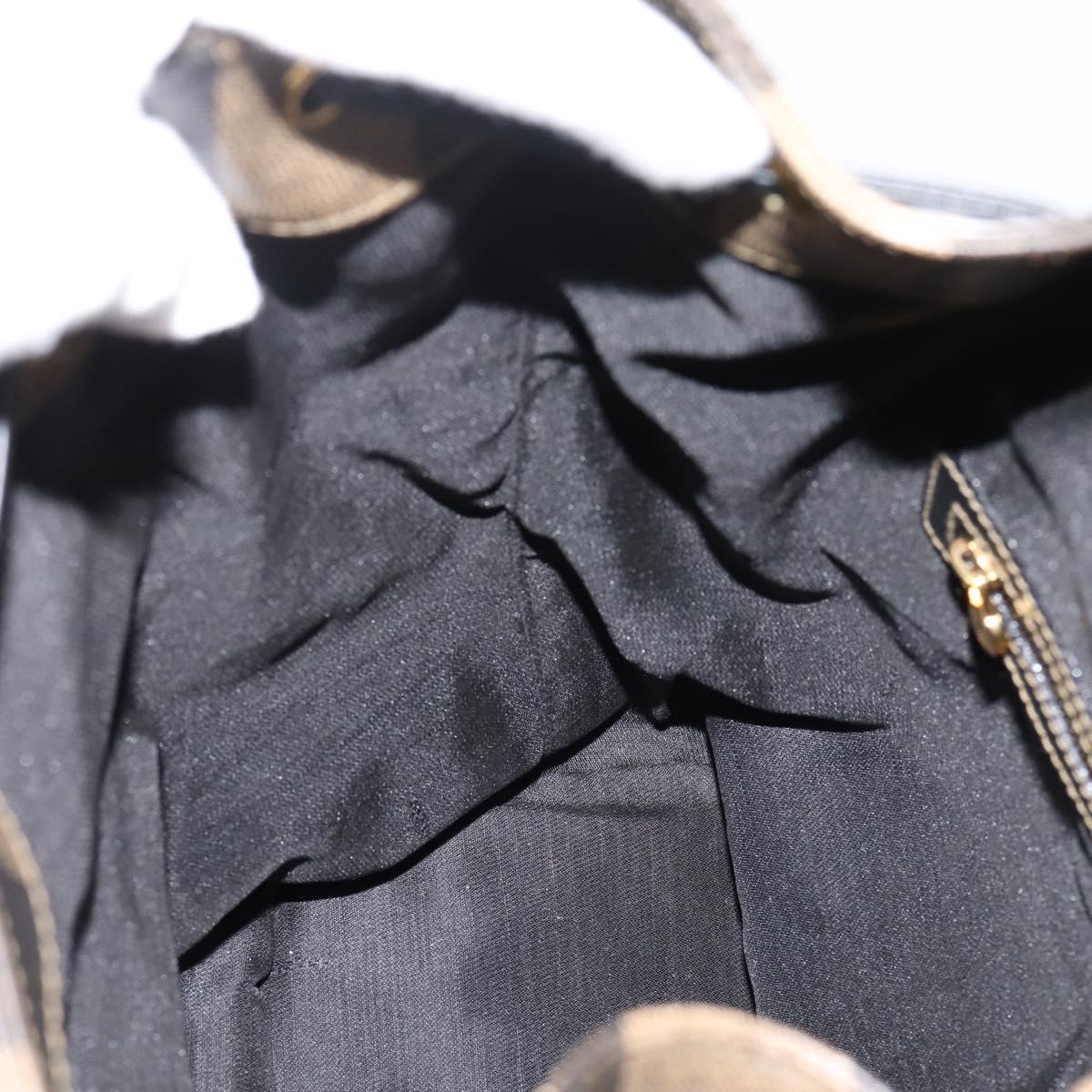 FENDI Pecan Canvas Backpack PVC Black Brown gold 259290 Auth ka6553V