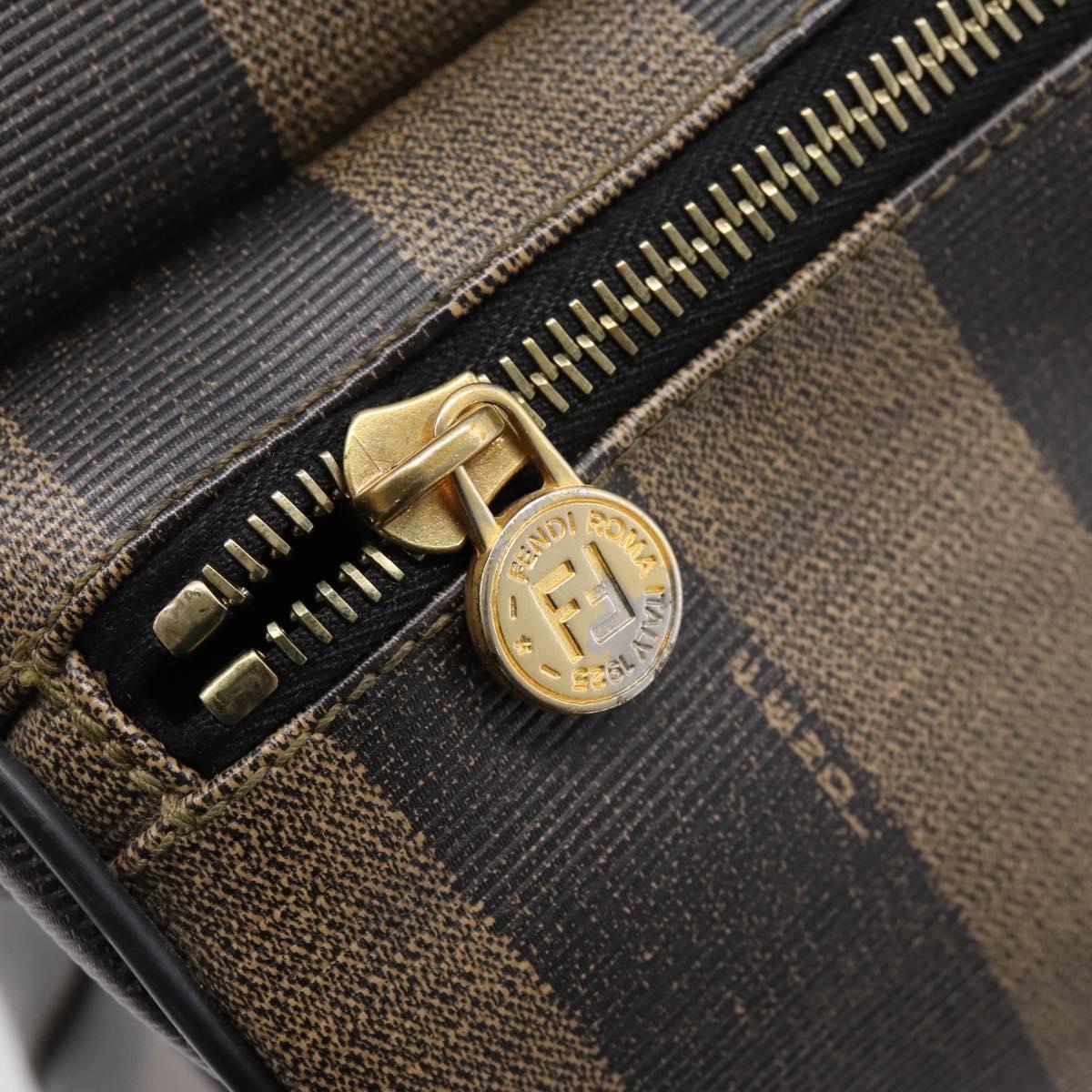 FENDI Pecan Canvas Backpack PVC Black Brown gold 259290 Auth ka6553V