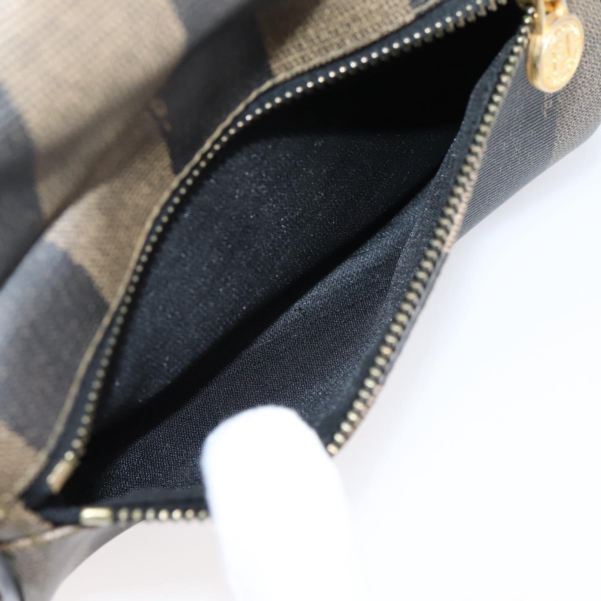 FENDI Pecan Canvas Backpack PVC Black Brown gold 259290 Auth ka6553V
