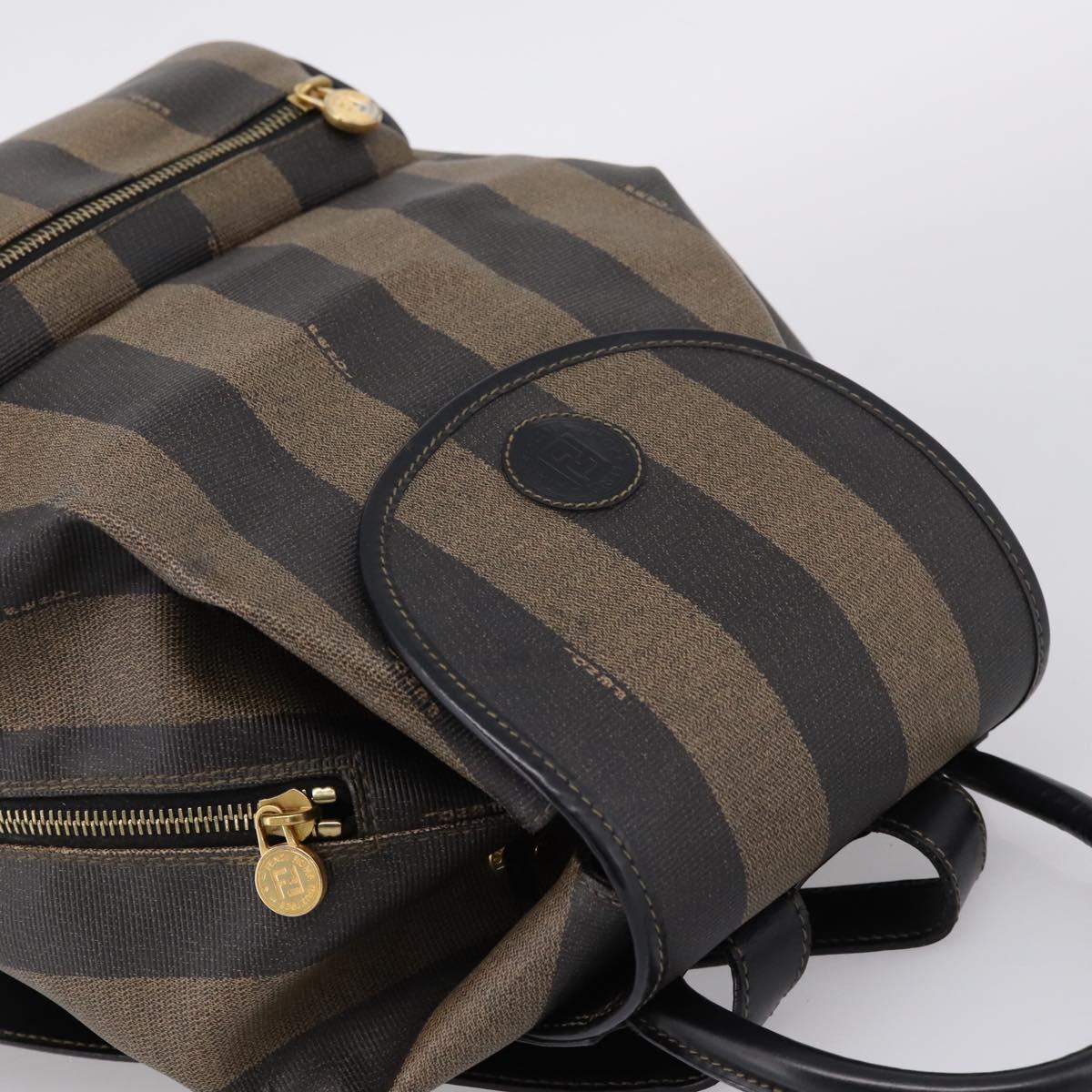 FENDI Pecan Canvas Backpack PVC Black Brown gold 259290 Auth ka6553V