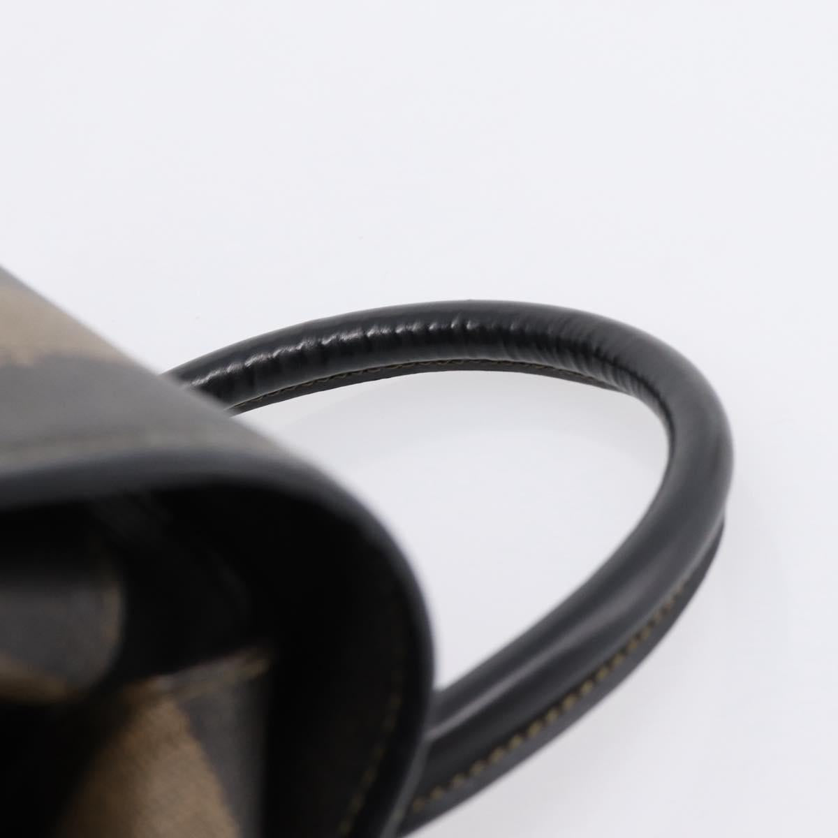 FENDI Pecan Canvas Backpack PVC Black Brown gold 259290 Auth ka6553V