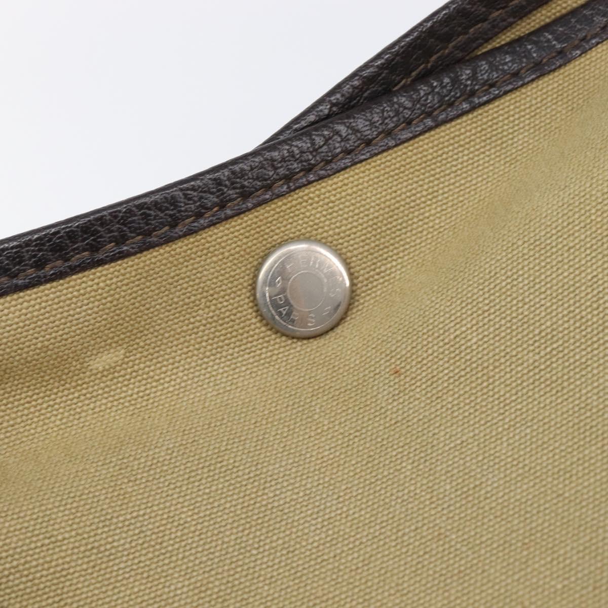 HERMES Garden Party 36 Hand Bag Canvas Beige Silver Auth ka6561