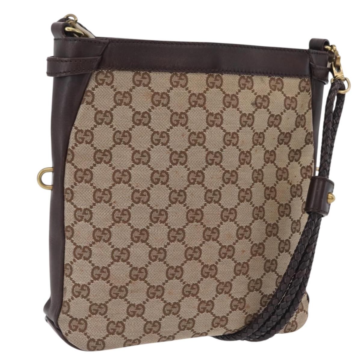 GUCCI GG Canvas Shoulder Bag Beige Gold 109106 Auth ka6563