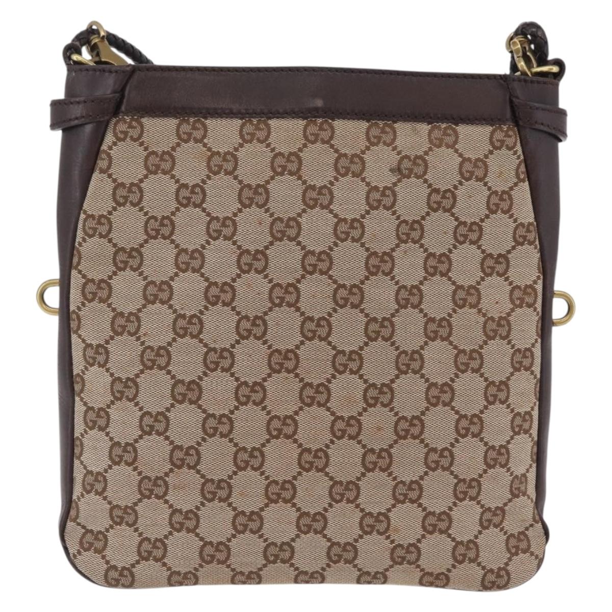 GUCCI GG Canvas Shoulder Bag Beige Gold 109106 Auth ka6563