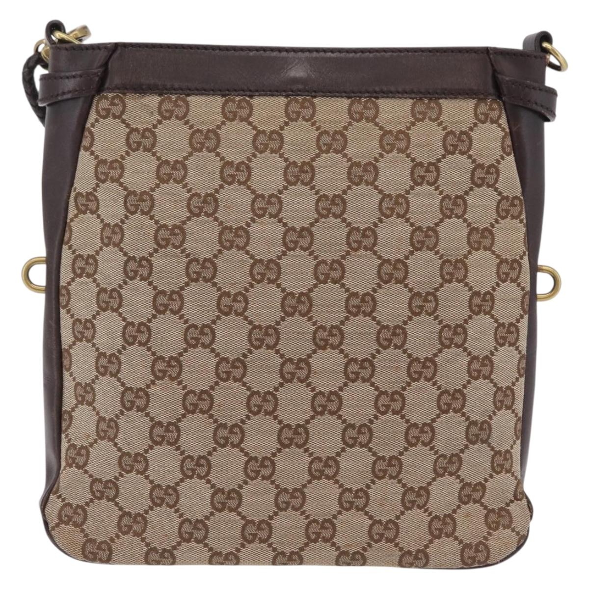 GUCCI GG Canvas Shoulder Bag Beige Gold 109106 Auth ka6563