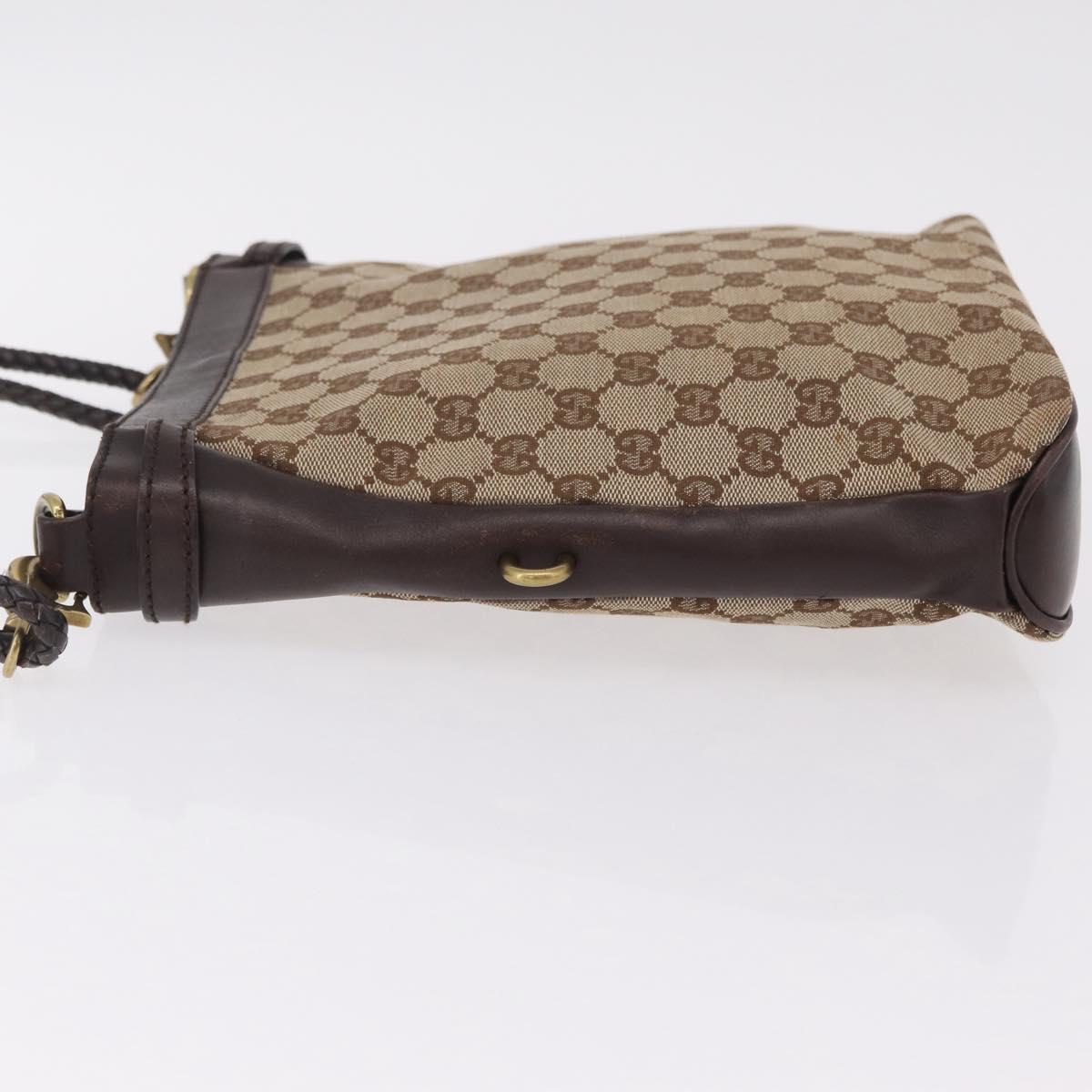 GUCCI GG Canvas Shoulder Bag Beige Gold 109106 Auth ka6563