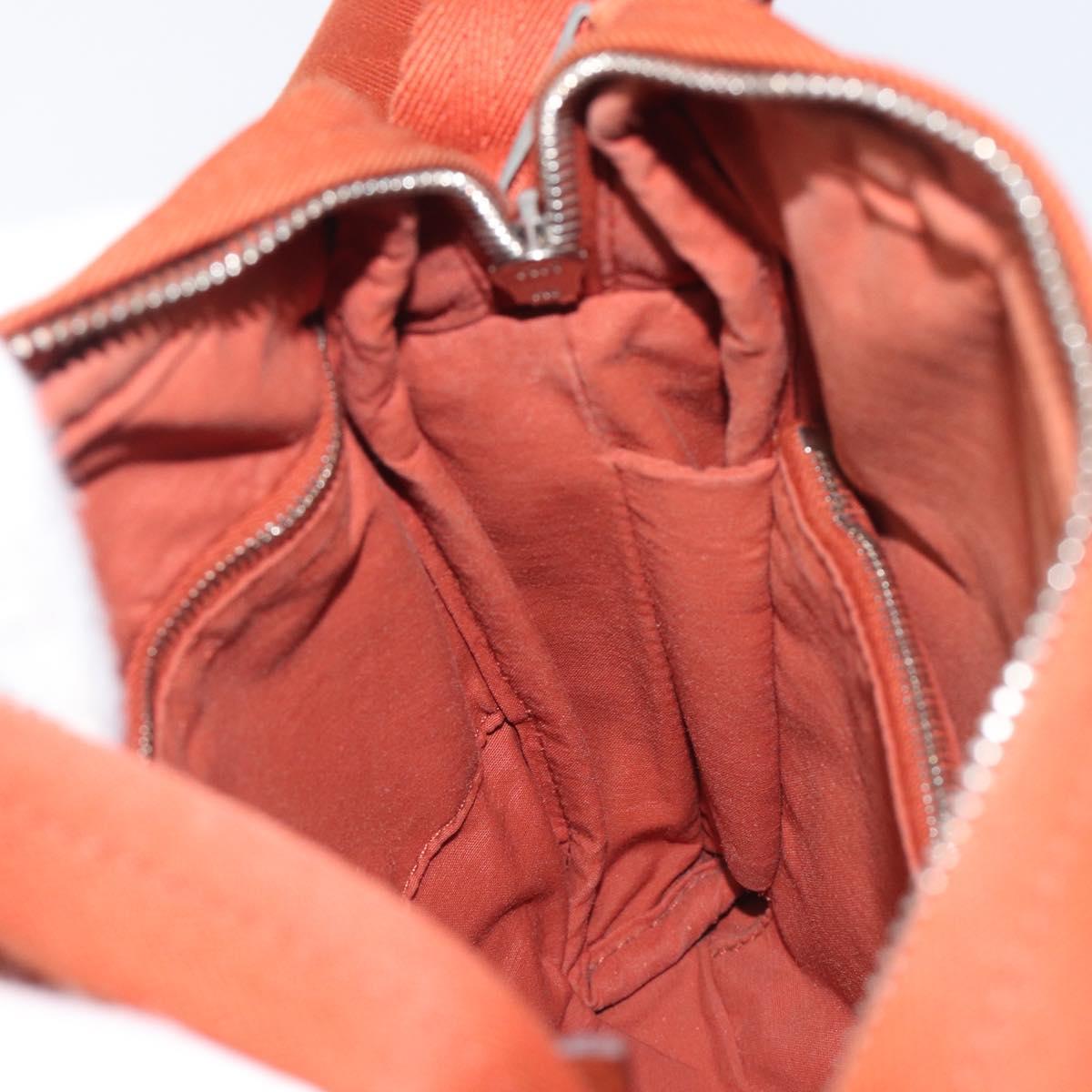 HERMES Acapulco Bandouliere PM Shoulder Bag Canvas Orange Silver Auth ka6564A