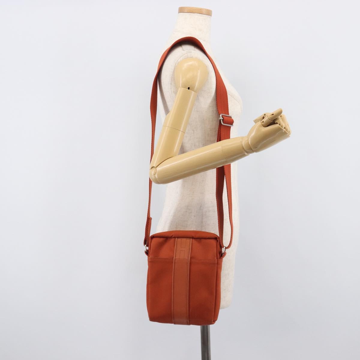HERMES Acapulco Bandouliere PM Shoulder Bag Canvas Orange Silver Auth ka6564A