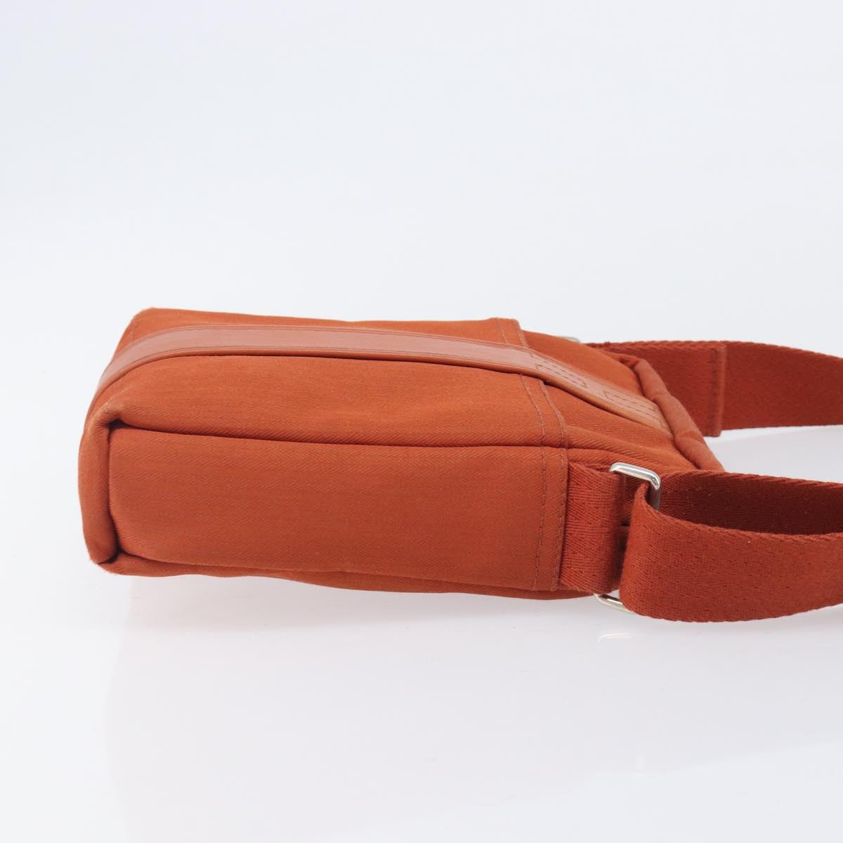 HERMES Acapulco Bandouliere PM Shoulder Bag Canvas Orange Silver Auth ka6564A