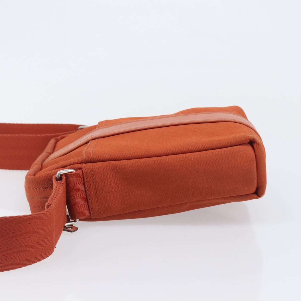 HERMES Acapulco Bandouliere PM Shoulder Bag Canvas Orange Silver Auth ka6564A