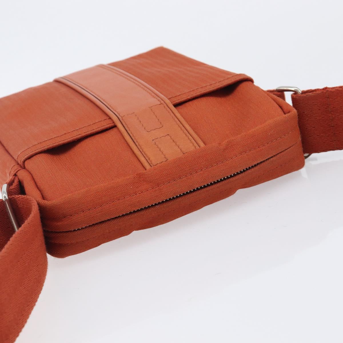 HERMES Acapulco Bandouliere PM Shoulder Bag Canvas Orange Silver Auth ka6564A
