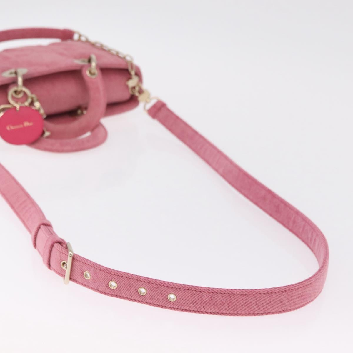 Christian Dior Macro Cannage Lady D Joy Satchel Denim 2way Pink Auth ka6565SAM